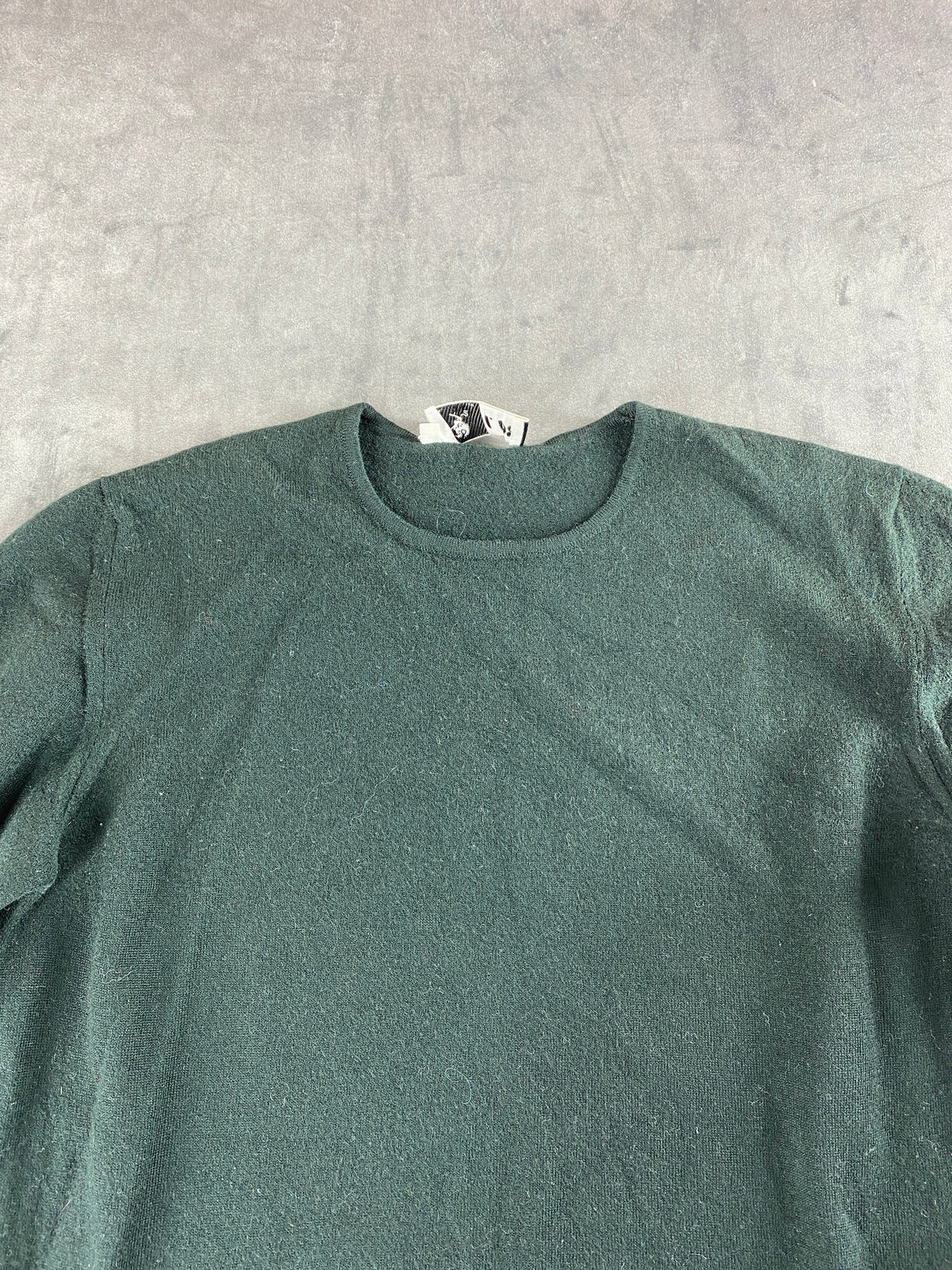Maglione girocollo verde scuro in lana vintage – Donna Taglia M