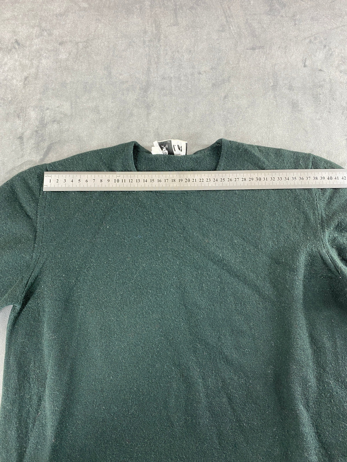 Maglione girocollo verde scuro in lana vintage – Donna Taglia M