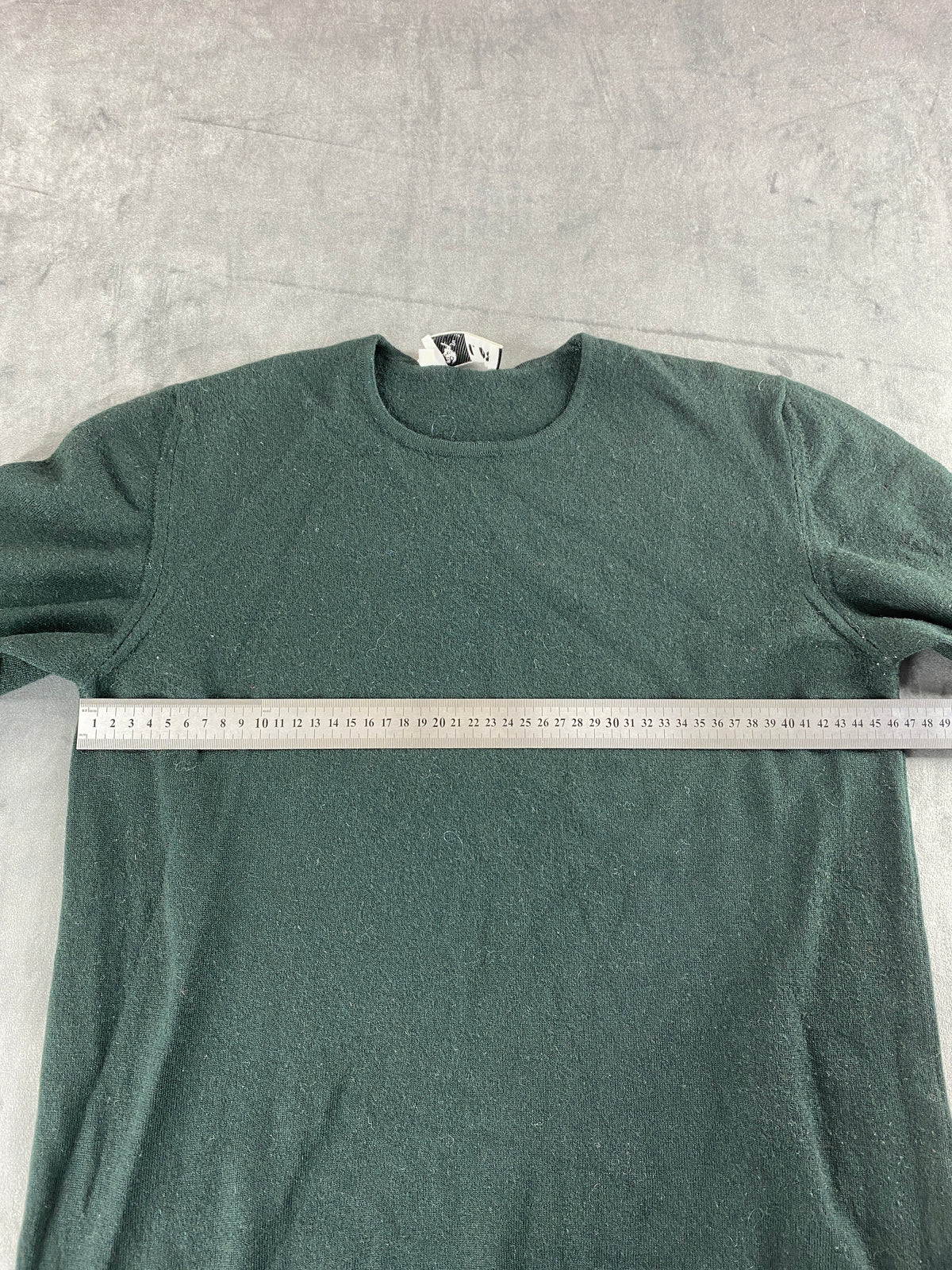 Maglione girocollo verde scuro in lana vintage – Donna Taglia M