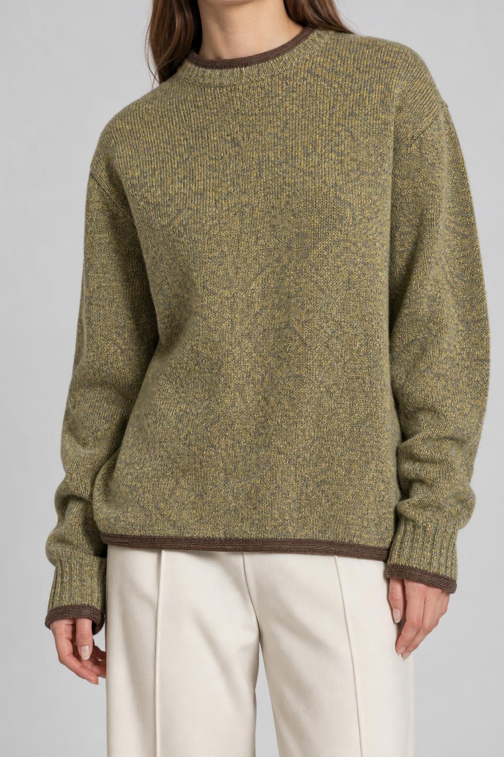 Maglione girocollo verde mélange the mush store vintage – Donna Taglia XL