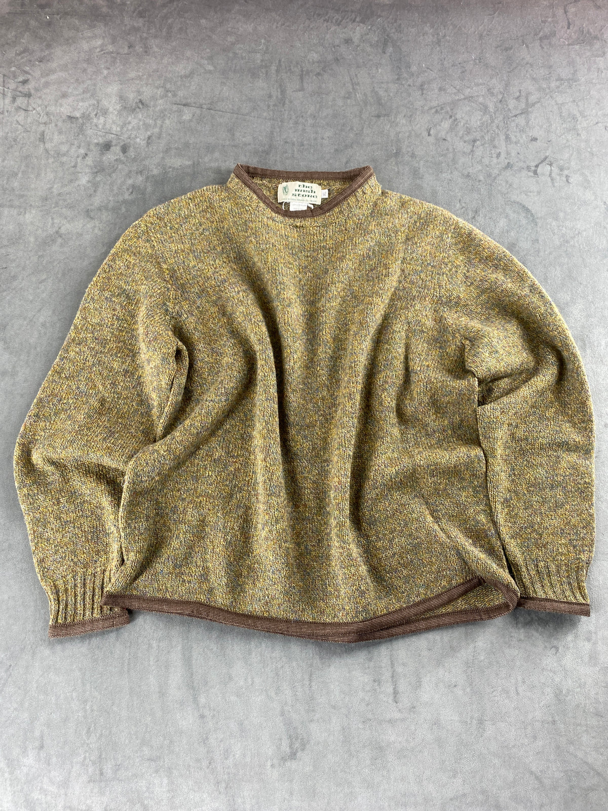 Maglione girocollo verde mélange the mush store vintage – Donna Taglia XL