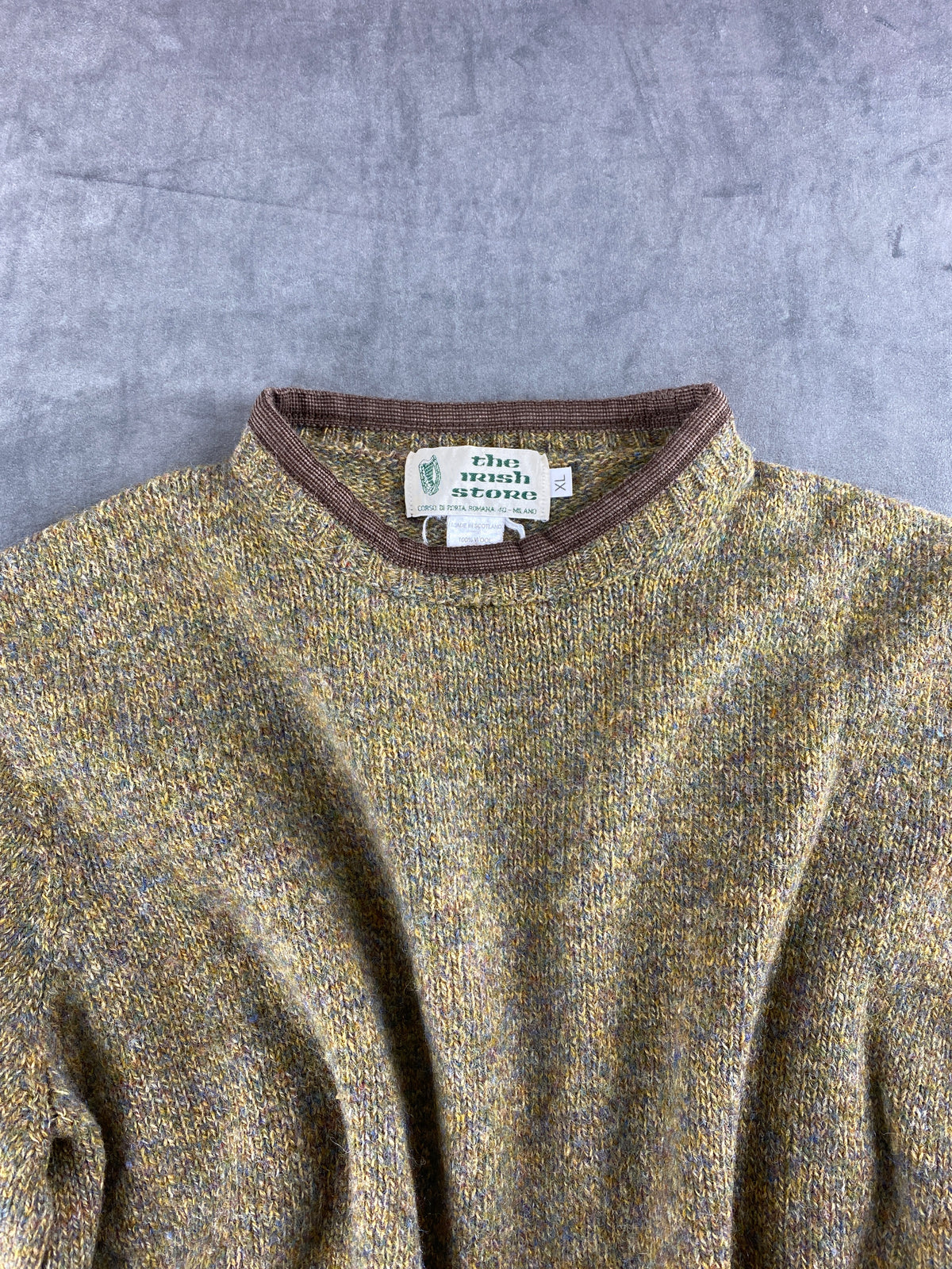 Maglione girocollo verde mélange the mush store vintage – Donna Taglia XL