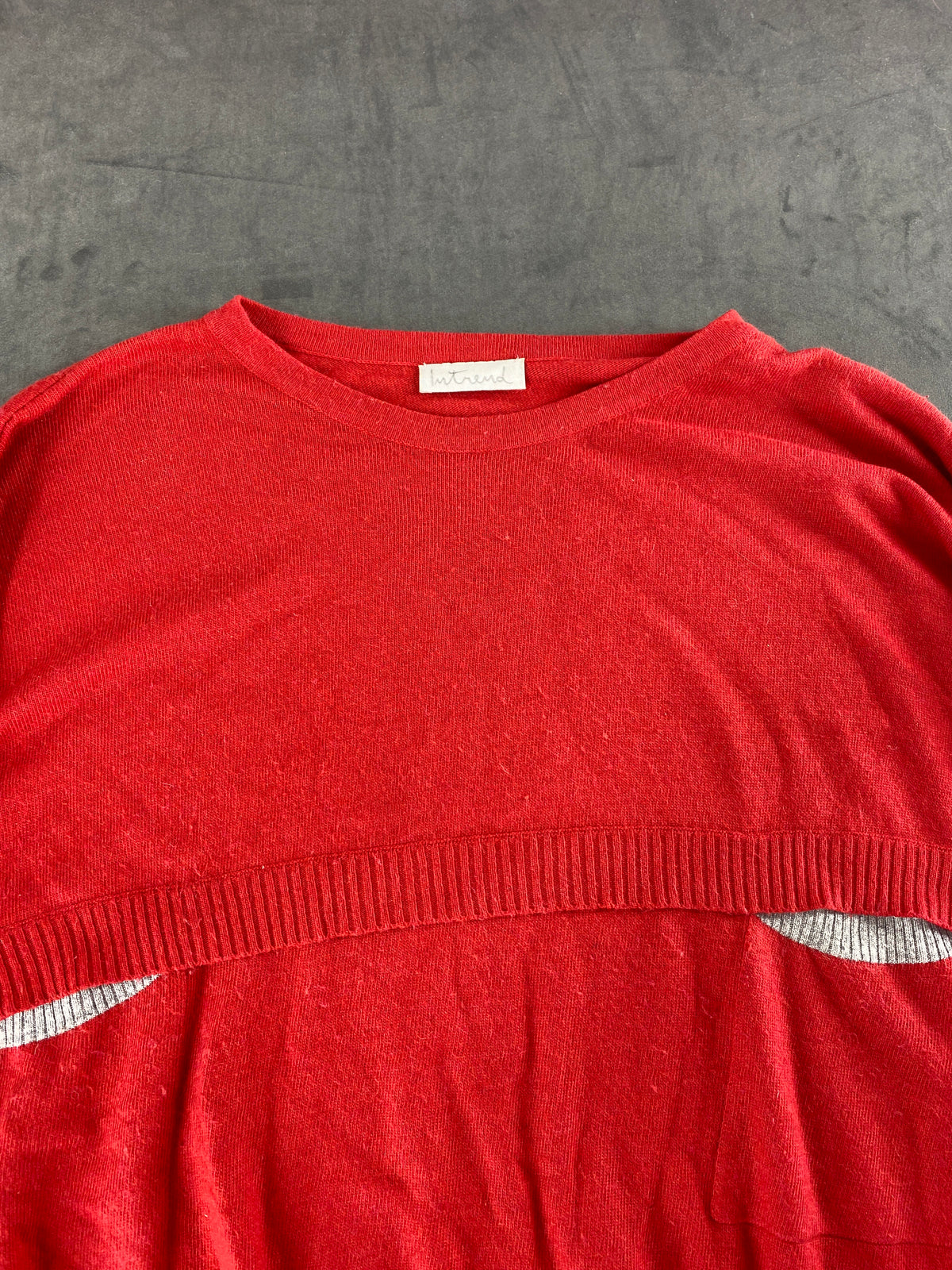 Maglione rosso corallo in maglia fine vintage – Donna Taglia L
