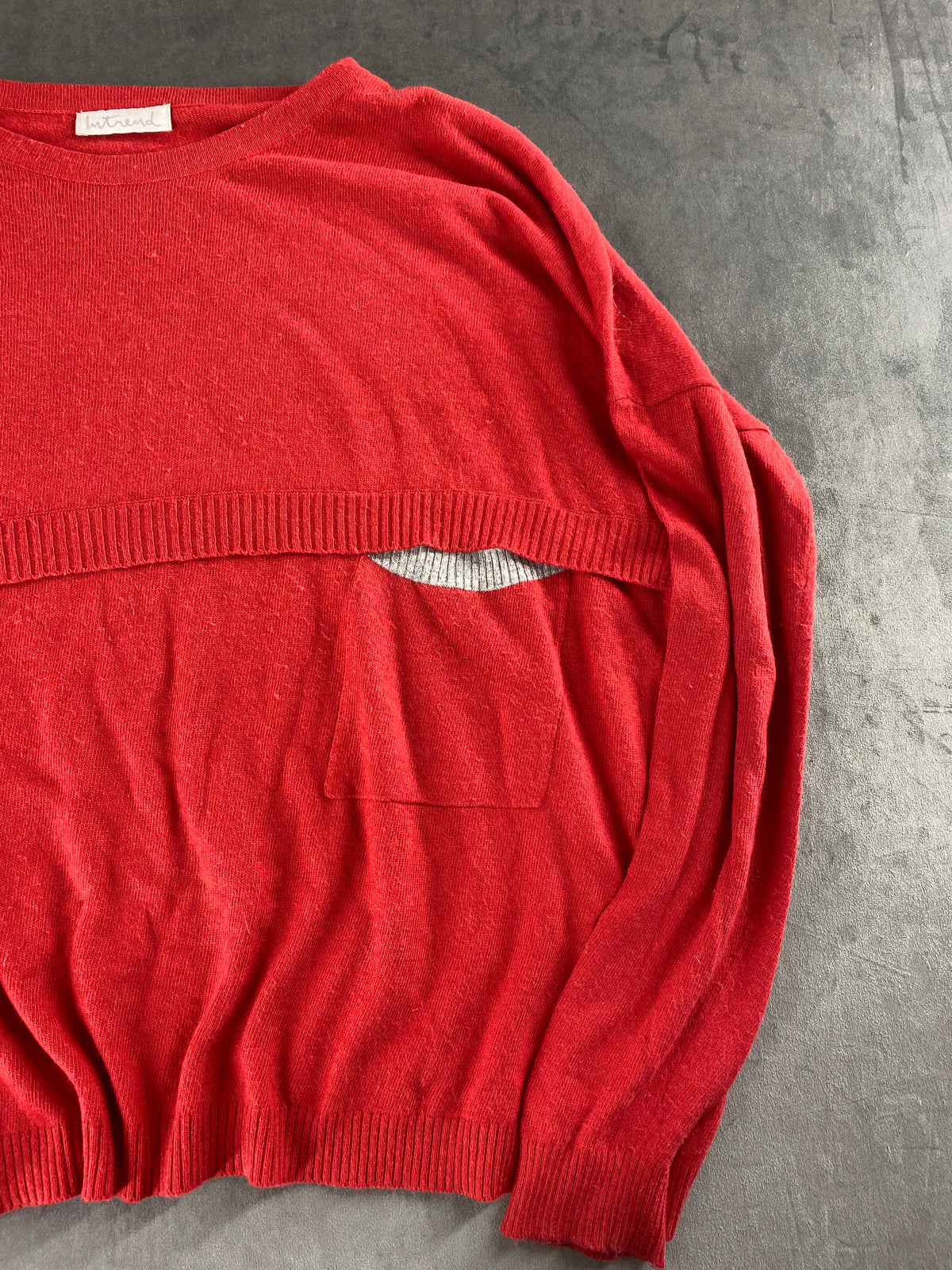 Maglione rosso corallo in maglia fine vintage – Donna Taglia L