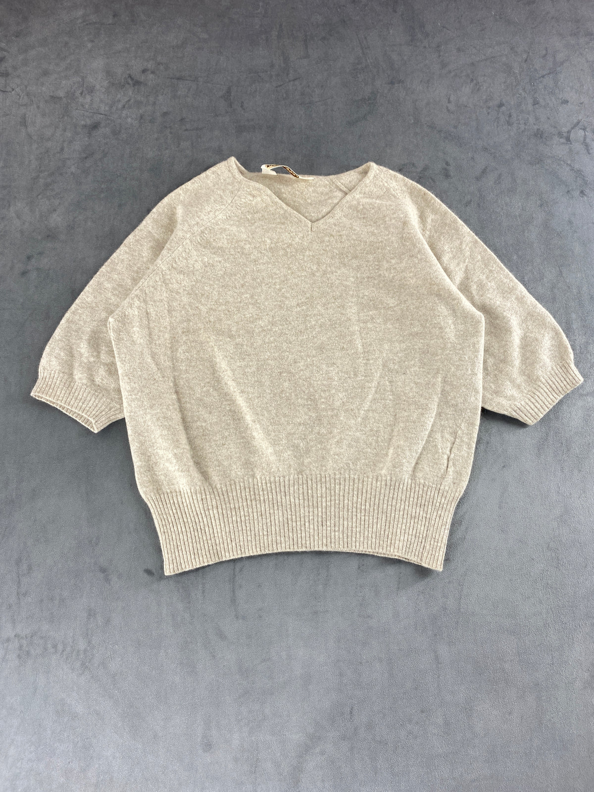 Maglione scollo a V beige in lana e cashmere Pennyblack vintage – Donna Taglia L