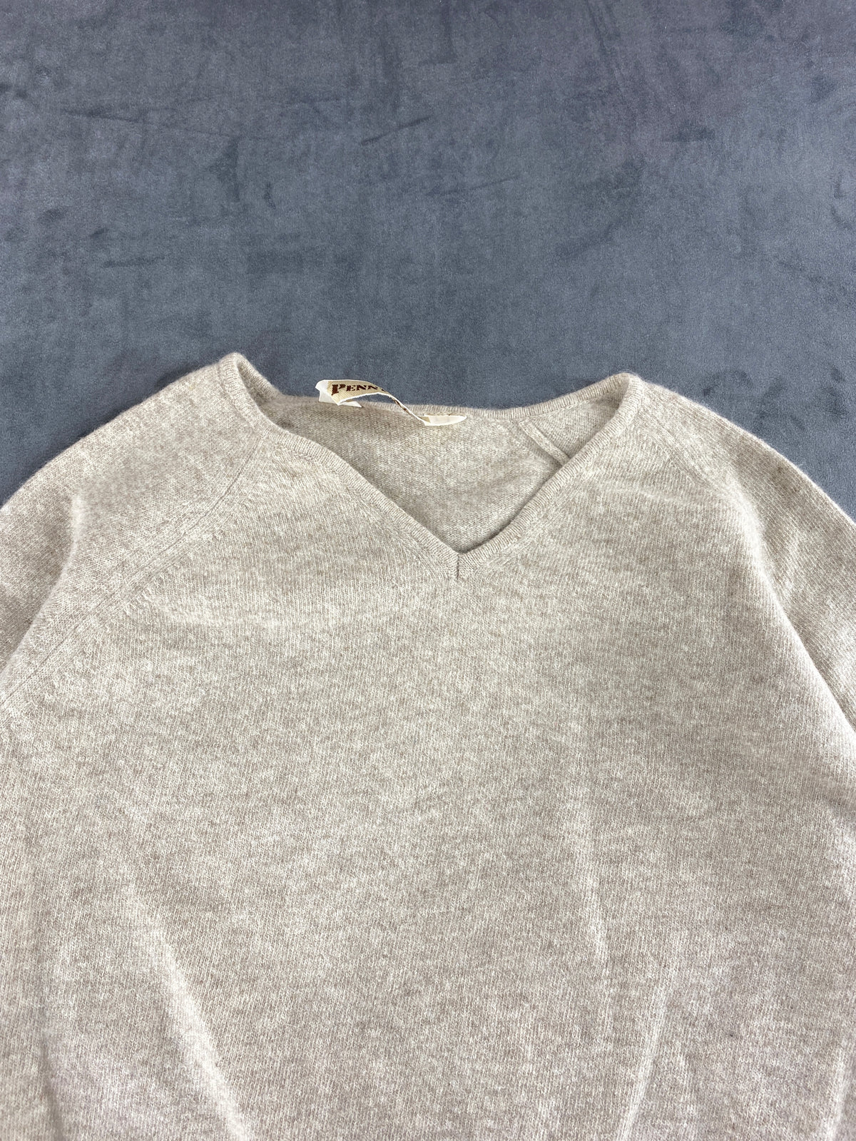 Maglione scollo a V beige in lana e cashmere Pennyblack vintage – Donna Taglia L