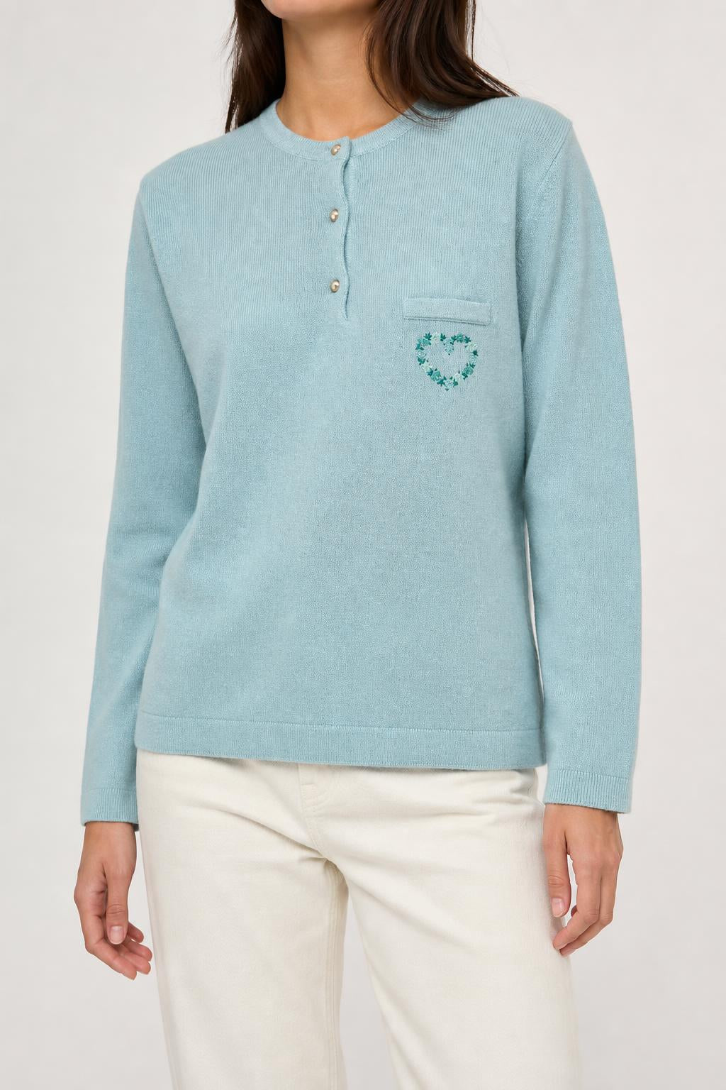 Maglione celeste con bottoni e taschino Briglia vintage – Donna Taglia M