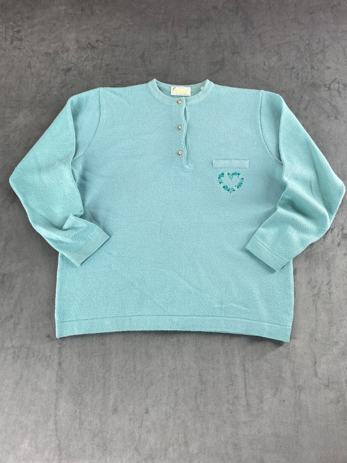 Maglione celeste con bottoni e taschino Briglia vintage – Donna Taglia M