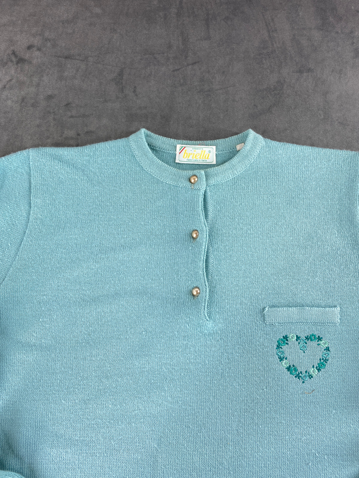 Maglione celeste con bottoni e taschino Briglia vintage – Donna Taglia M