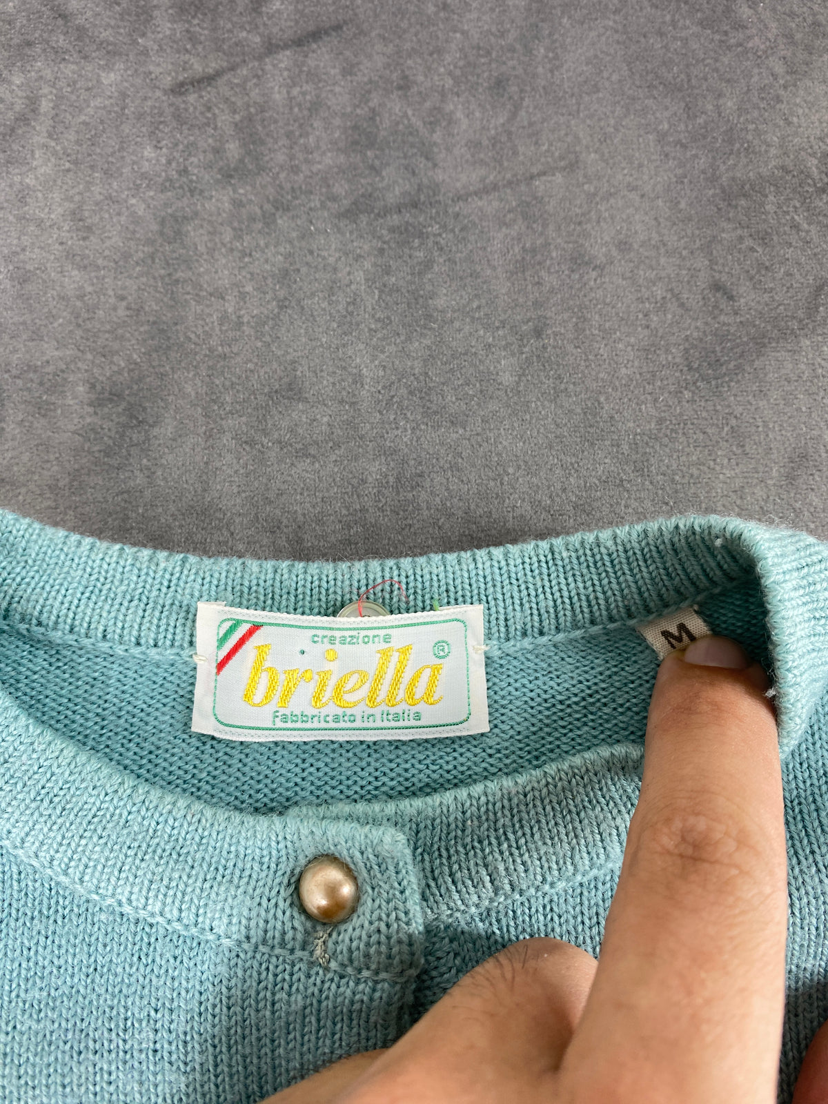 Maglione celeste con bottoni e taschino Briglia vintage – Donna Taglia M