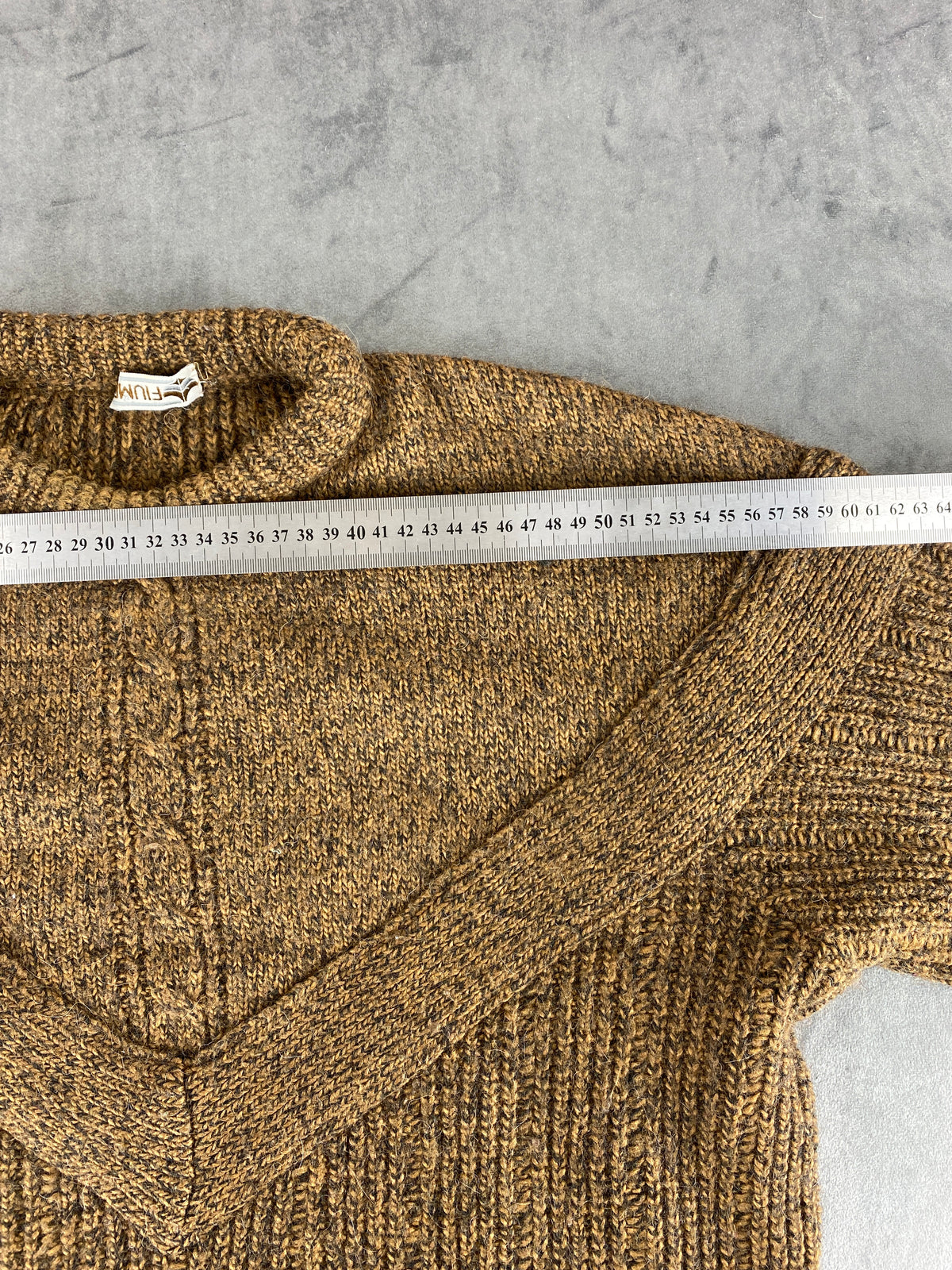 Maglione girocollo marrone mélange in lana vintage – Donna Taglia L