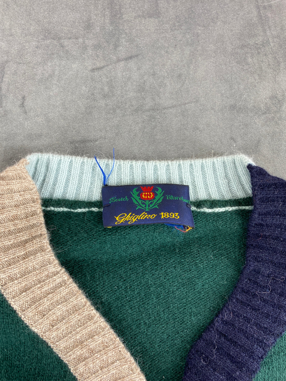 Maglione henley verde con profili panna Gigolo vintage – Donna Taglia L (IT 44)