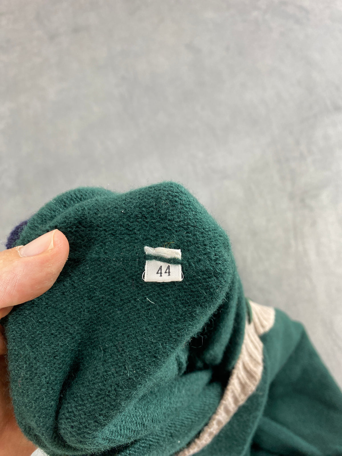Maglione henley verde con profili panna Gigolo vintage – Donna Taglia L (IT 44)