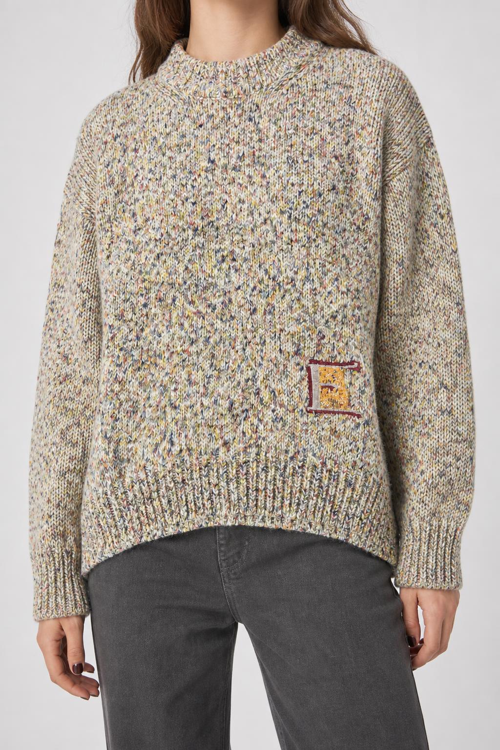 Maglione mélange multicolor su panna vintage – Donna Taglia L
