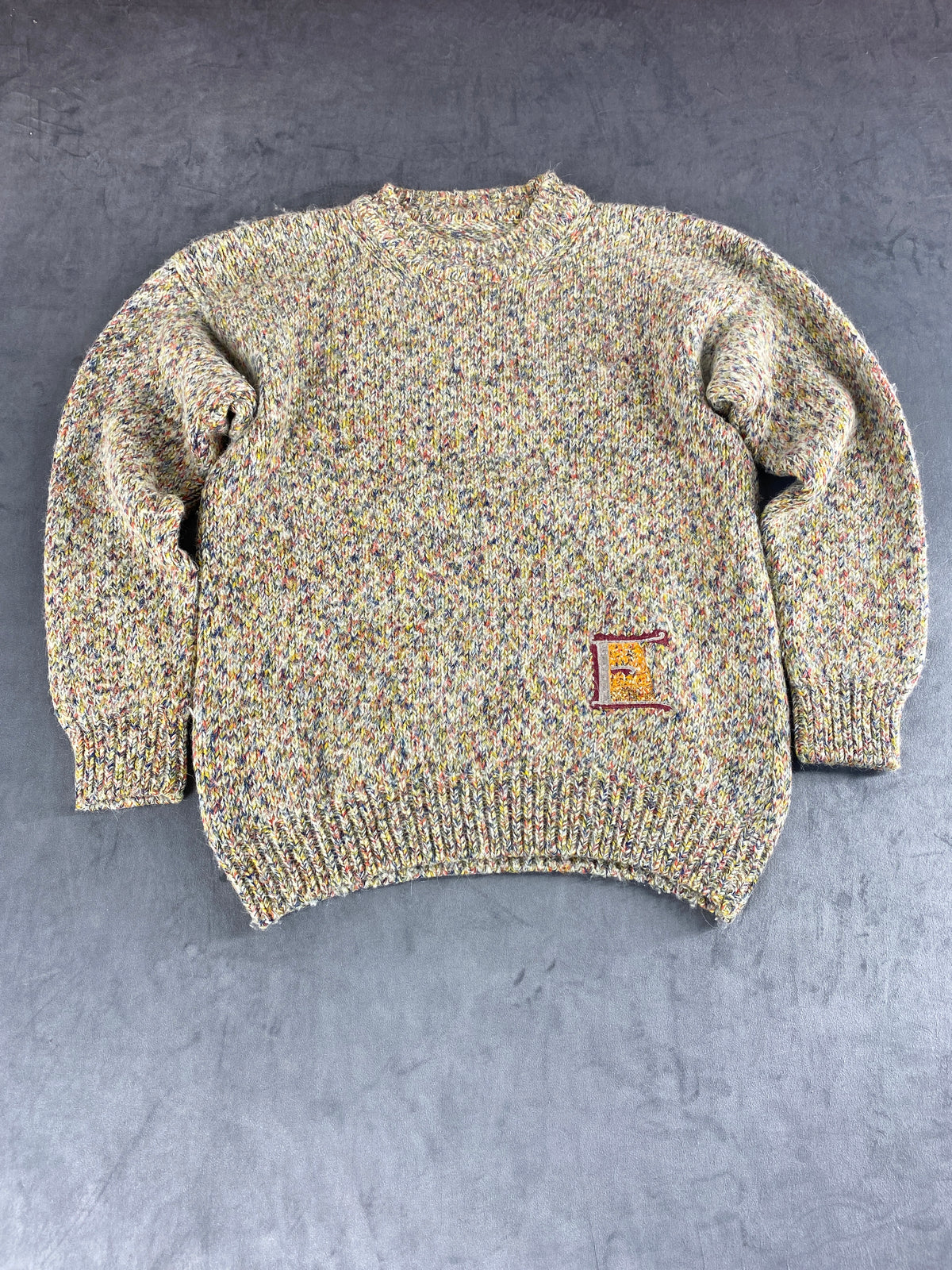 Maglione mélange multicolor su panna vintage – Donna Taglia L