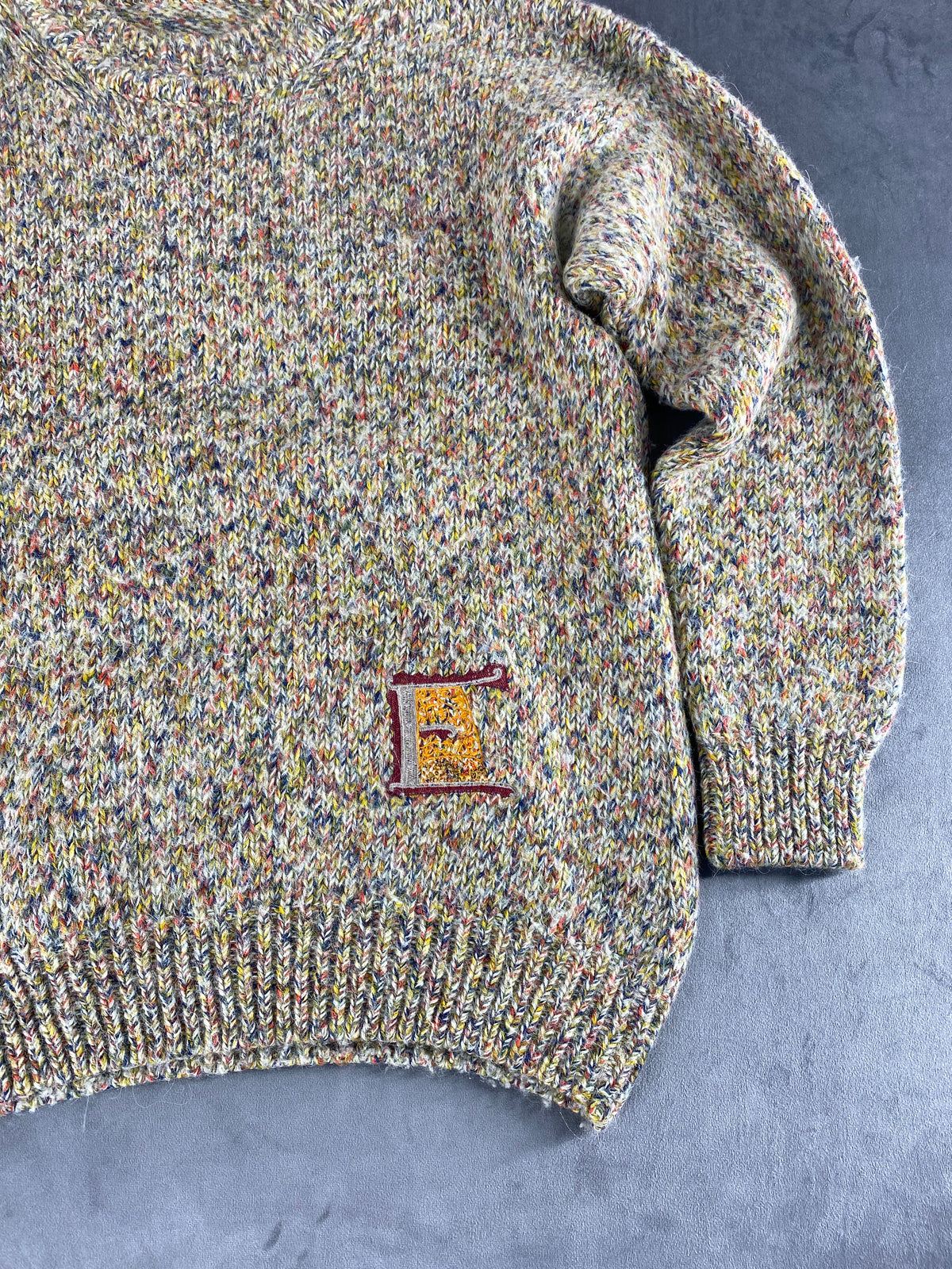 Maglione mélange multicolor su panna vintage – Donna Taglia L