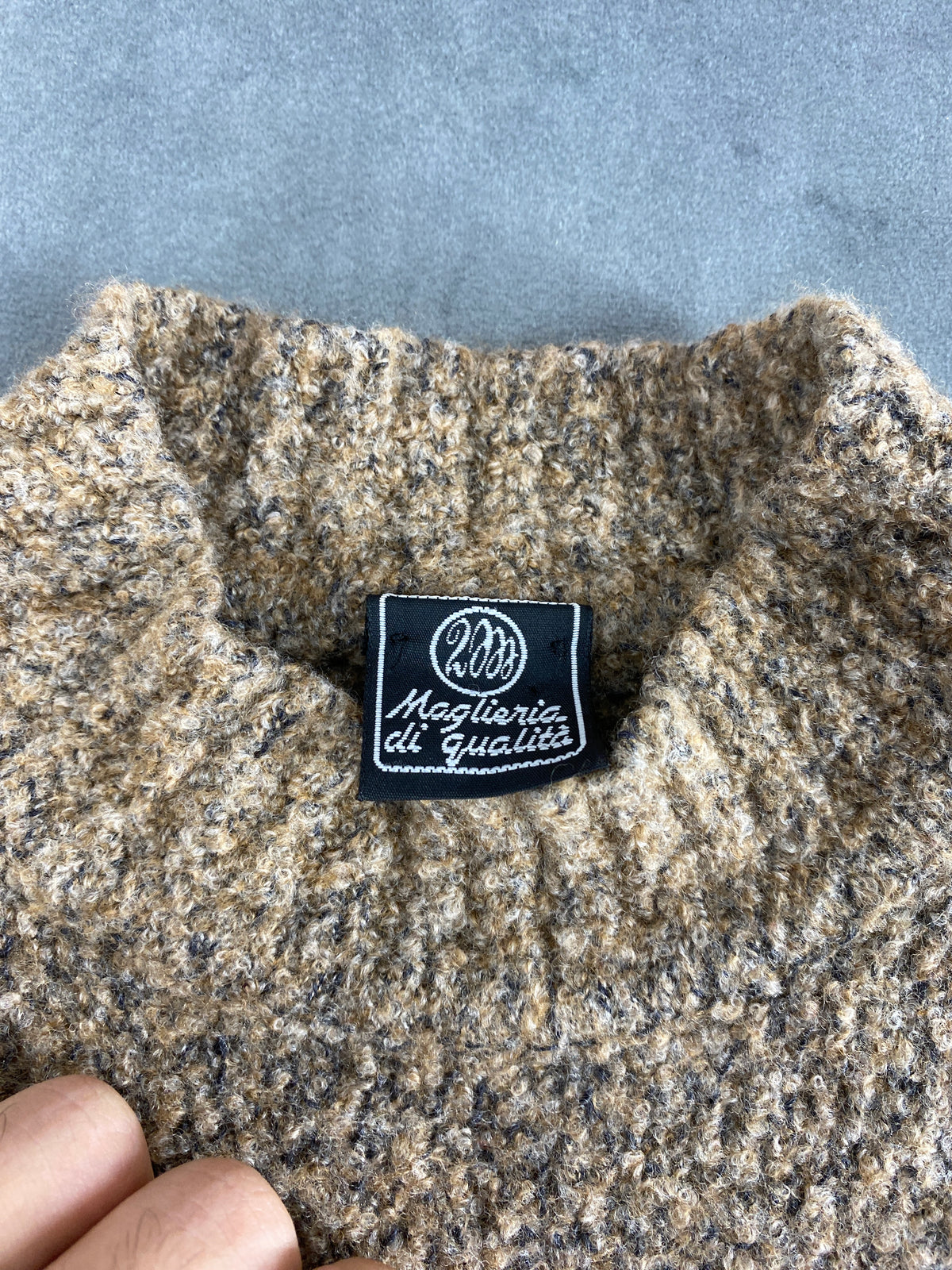 Maglione lupetto bouclé tortora vintage – Donna Taglia L