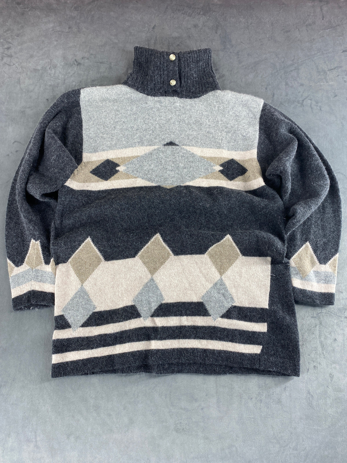 Maglione lupetto con fantasia geometrica grigio vintage – Donna Taglia L