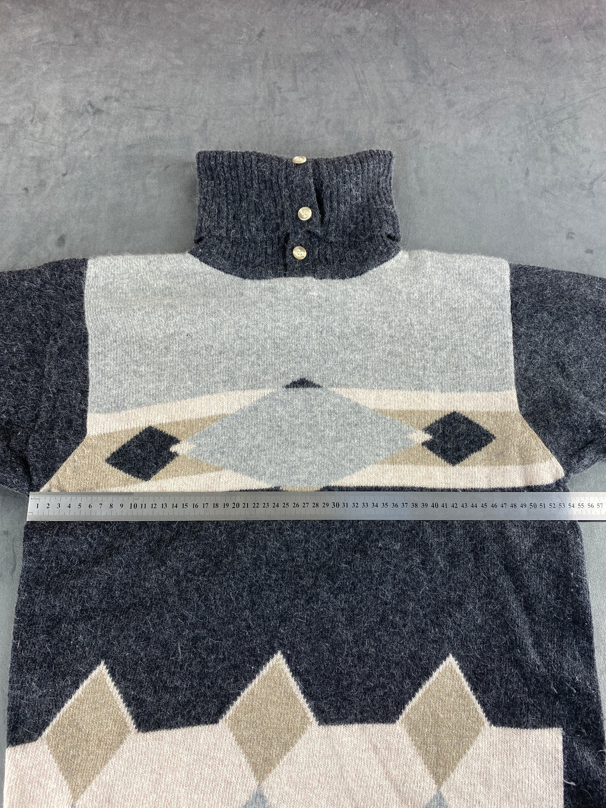 Maglione lupetto con fantasia geometrica grigio vintage – Donna Taglia L