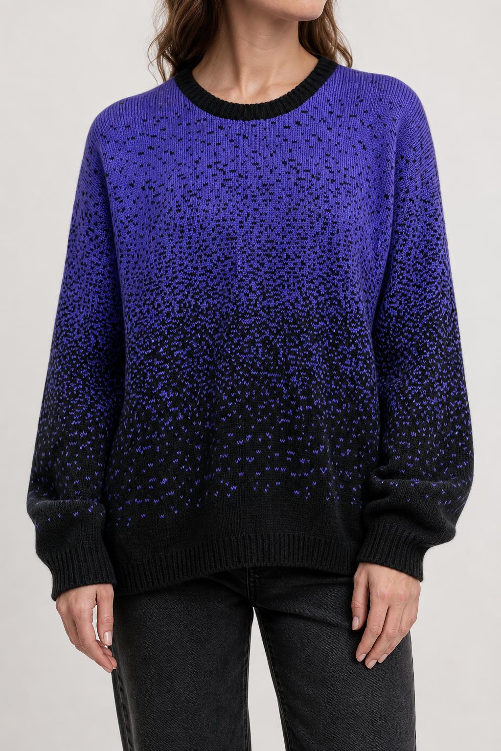 Maglione degradé viola e nero vintage – Donna Taglia L