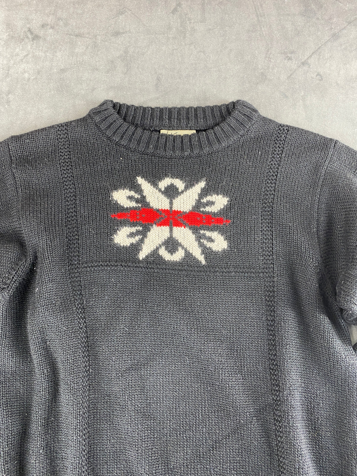 Maglione con ricamo alpino nero Luis Trenker vintage – Donna Taglia M